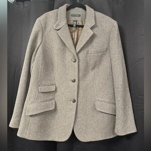 Lauren Ralph Lauren Blazer blue and green herringbone with elbow patches 20W